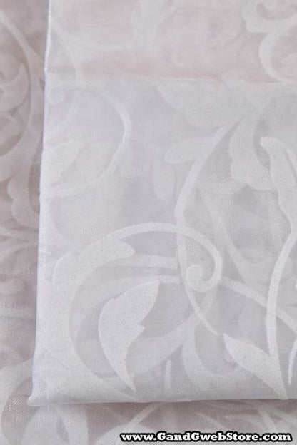 25" X 3yds Sheer Damask Sheet White