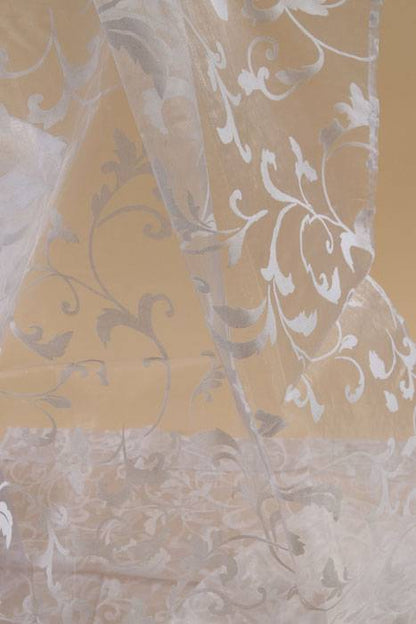 25" X 3yds Sheer Damask Sheet White
