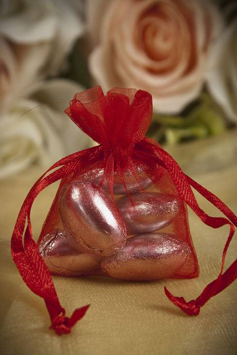 2" X 2.5" Organza Pouches Red Pkg/12