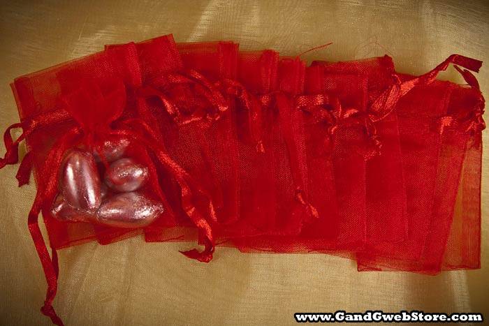 2" X 2.5" Organza Pouches Red Pkg/12