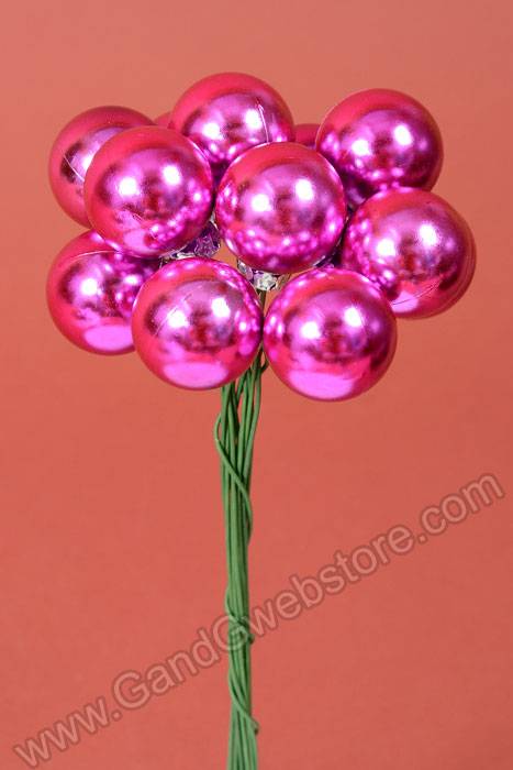 30mm Shiny Ball W/wire Hot Pink Pkg/12