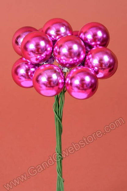 30mm Shiny Ball W/wire Hot Pink Pkg/12