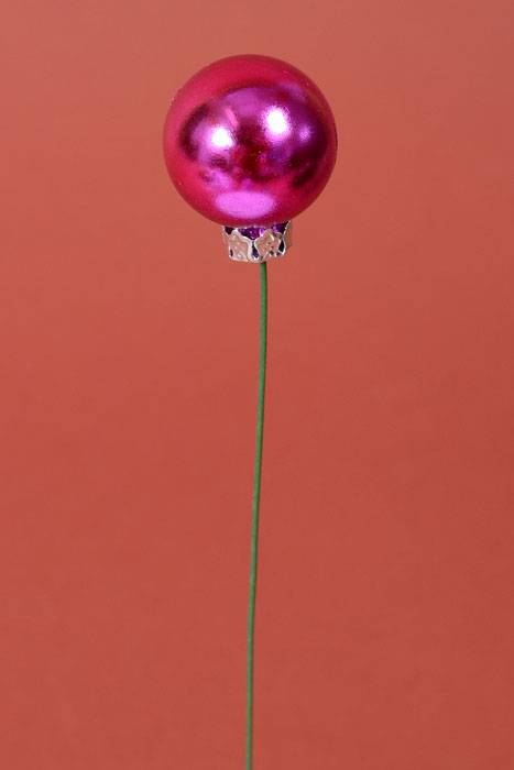 30mm Shiny Ball W/wire Hot Pink Pkg/12
