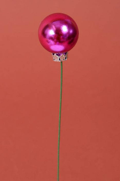 30mm Shiny Ball W/wire Hot Pink Pkg/12