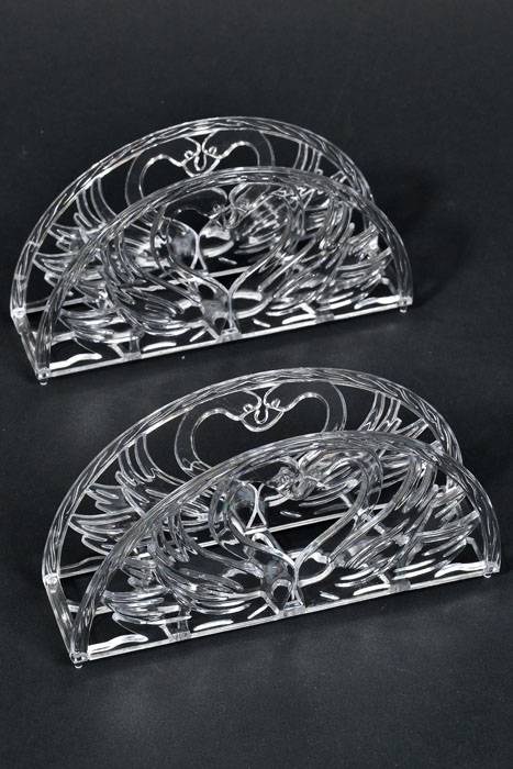5.75" Napkin Holder W/swans Clear Pkg/12