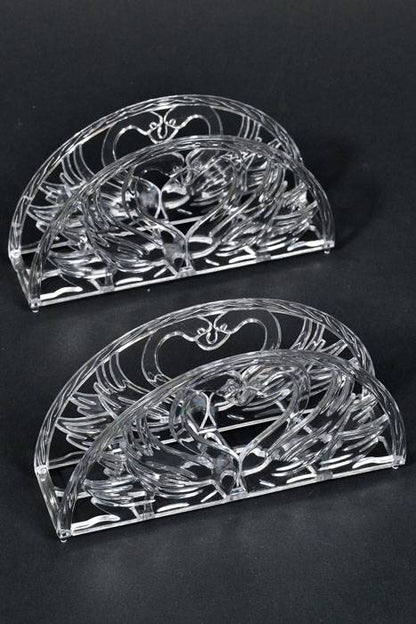 5.75" Napkin Holder W/swans Clear Pkg/12