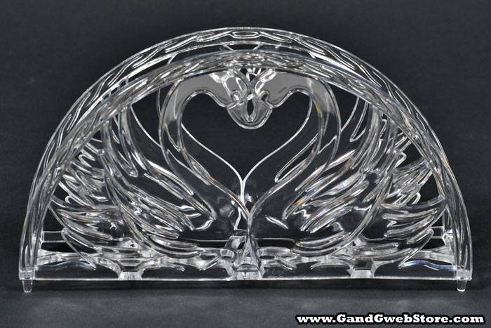 5.75" Napkin Holder W/swans Clear Pkg/12