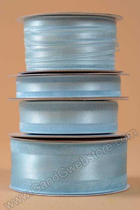 Satin Ribbon W/organza Edge Light Blue 