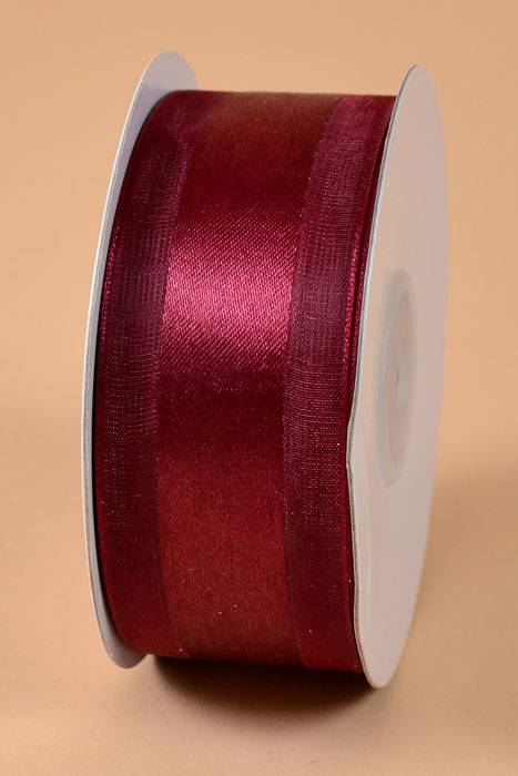 Satin Ribbon W/organza Edge Burgundy 