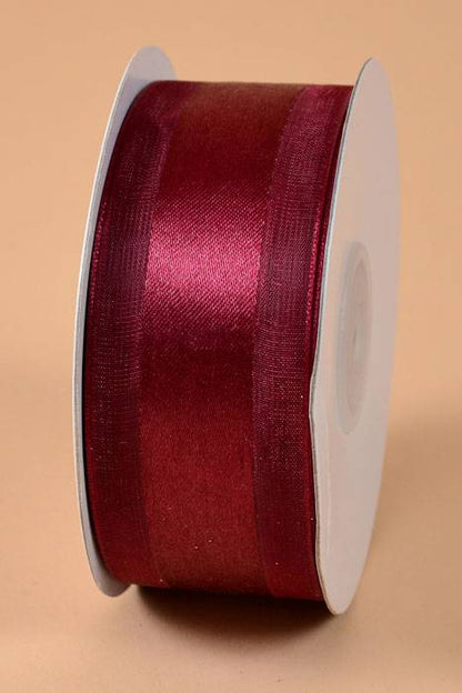 Satin Ribbon W/organza Edge Burgundy 