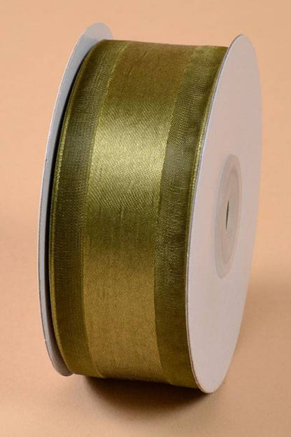 Satin Ribbon W/organza Edge Moss 