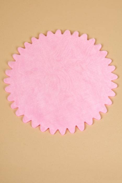9" Round Organza Circle W/scalloped Edge Pink Pkg/50