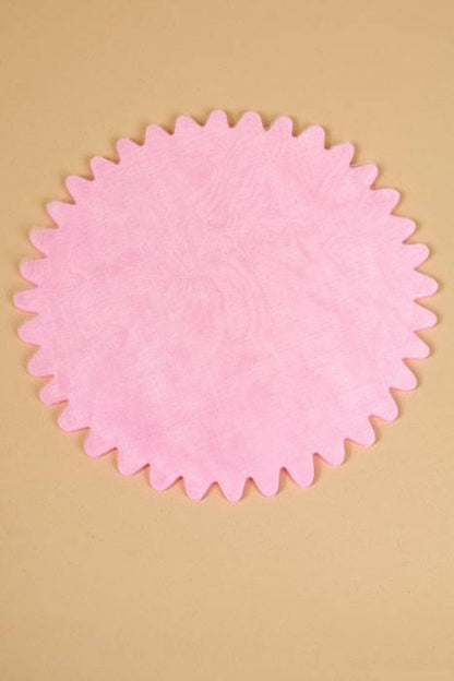 9" Round Organza Circle W/scalloped Edge Pink Pkg/50