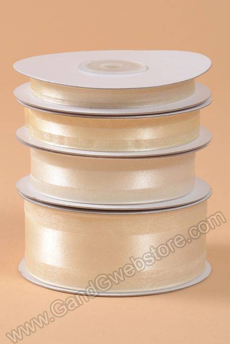 Satin Ribbon W/organza Edge Ivory 