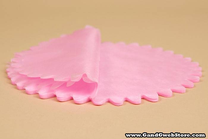 9" Round Organza Circle W/scalloped Edge Pink Pkg/50