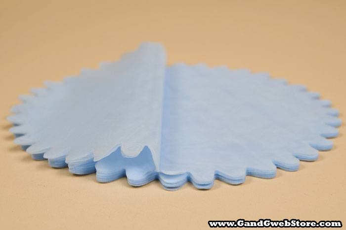 9" Round Organza Circle W/scalloped Edge Blue Pkg/50