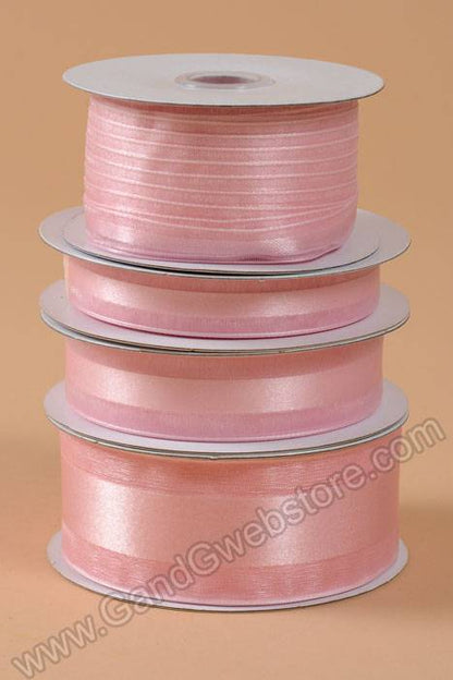 Satin Ribbon W/organza Edge Pink 