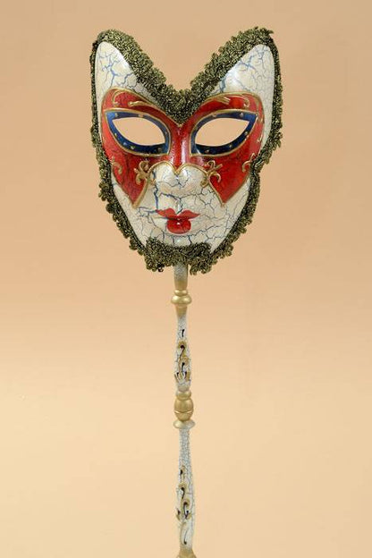 18" Man Mask W/stick Gold/red