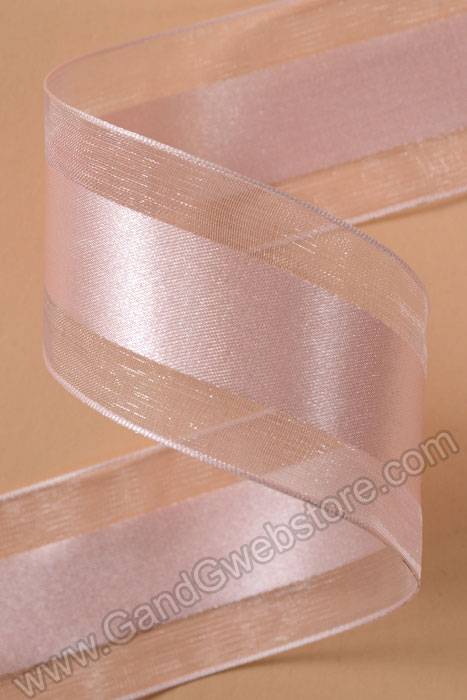Satin Ribbon W/organza Edge Pink 