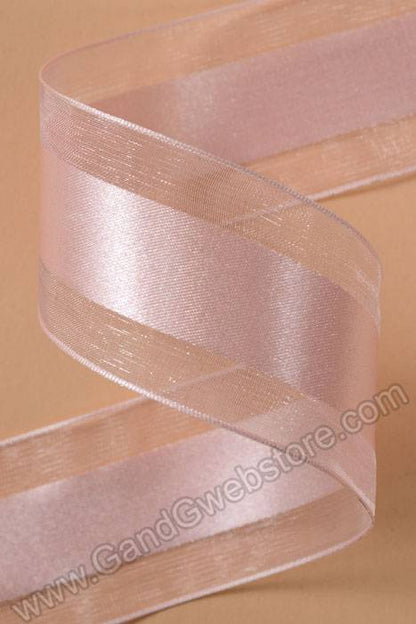Satin Ribbon W/organza Edge Pink 