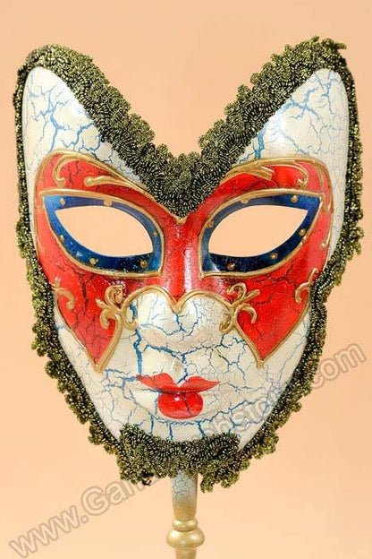 18" Man Mask W/stick Gold/red