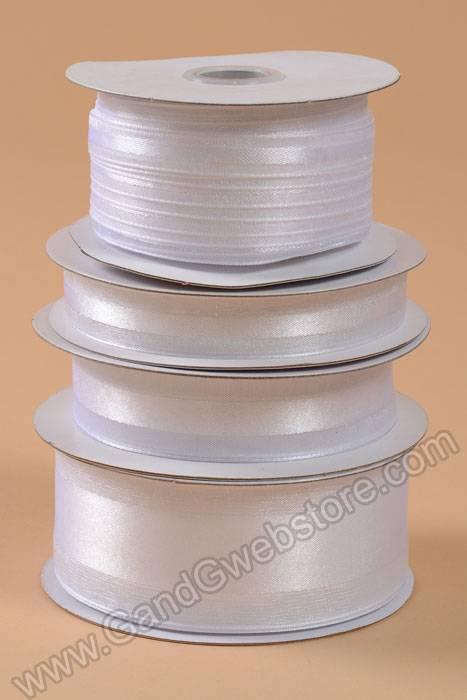 Satin Ribbon W/organza Edge White 