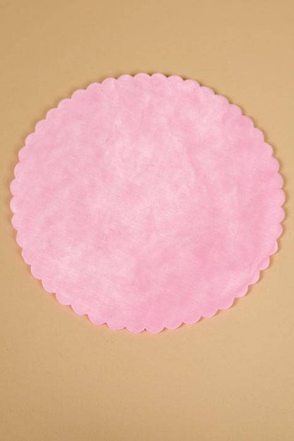 9&quot; Round Organza Circle W/scalloped Edge Pink Pkg/50