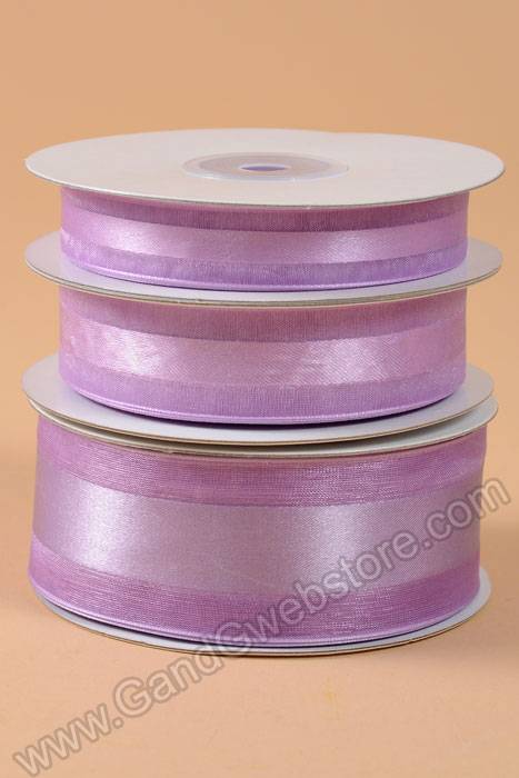 Satin Ribbon W/organza Edge Lavender 