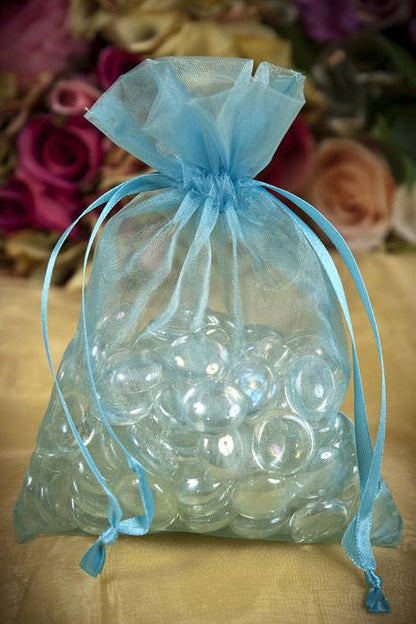 5" X 7" Organza Pouch Turquoise Pkg/12