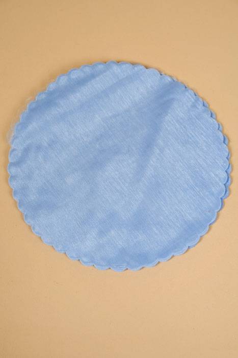 9" Round Organza Circle W/scalloped Edge Blue Pkg/50
