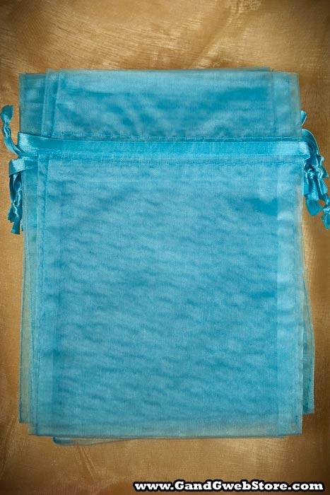 5" X 7" Organza Pouch Turquoise Pkg/12