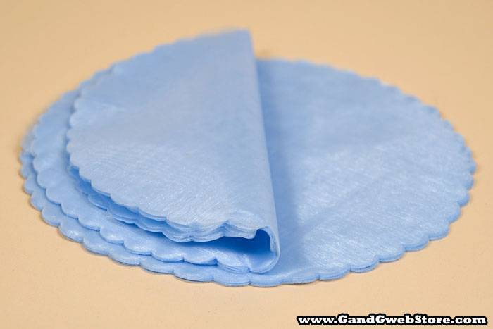 9" Round Organza Circle W/scalloped Edge Blue Pkg/50