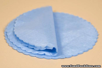 9" Round Organza Circle W/scalloped Edge Blue Pkg/50