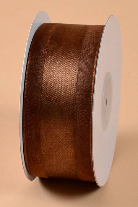 Satin Ribbon W/organza Edge Chocolate 