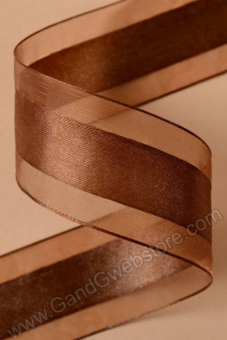 Satin Ribbon W/organza Edge Chocolate 