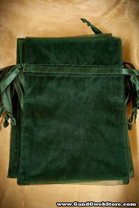 5" X 7" Organza Pouches Bag Hunter Green Pkg/12