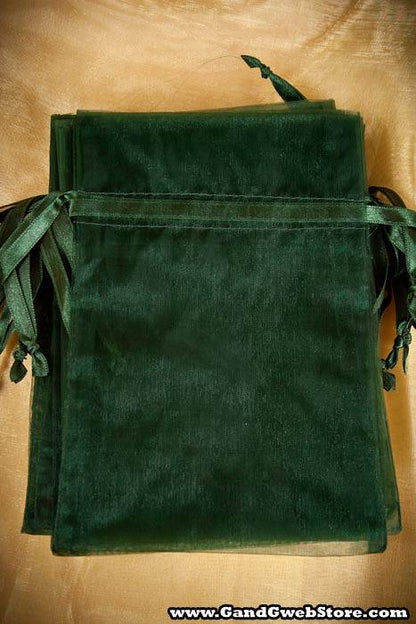 5" X 7" Organza Pouches Bag Hunter Green Pkg/12