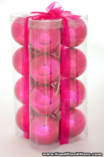2.35" Shiny Plastic Ball Fuchsia Pkg/16