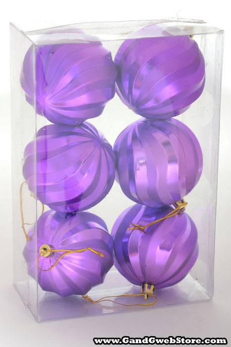 80mm Shiny/matt Pumpkin Ball Purple Pkg/6