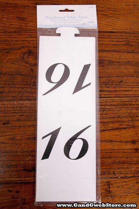 Numbered Table Tents 16-30 Pkg/15