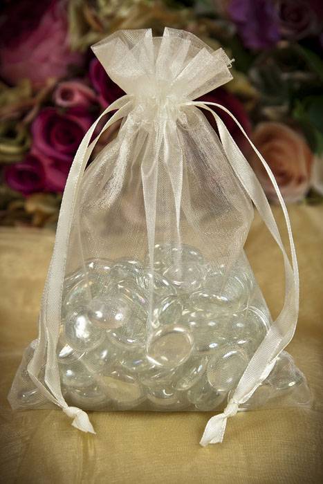 5" X 7" Organza Pouches Bag Ivory Pkg/12