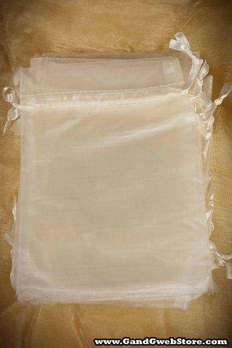 5" X 7" Organza Pouches Bag Ivory Pkg/12