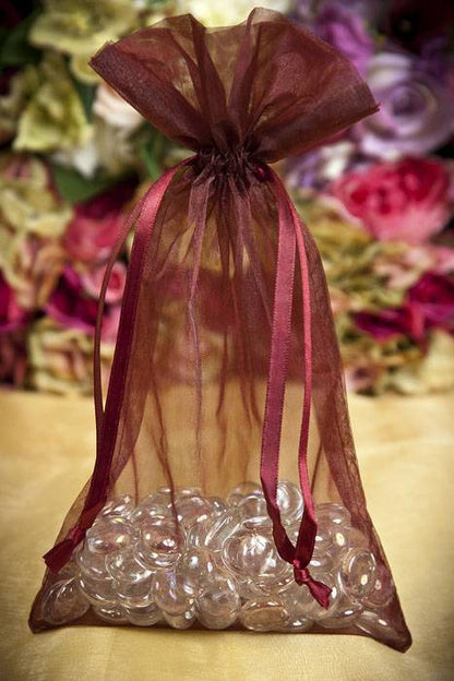 6" X 10" Organza Pouches Burgundy Pkg/12