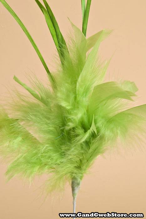 14&quot; Owl Feather Spray Apple Green Pkg/12