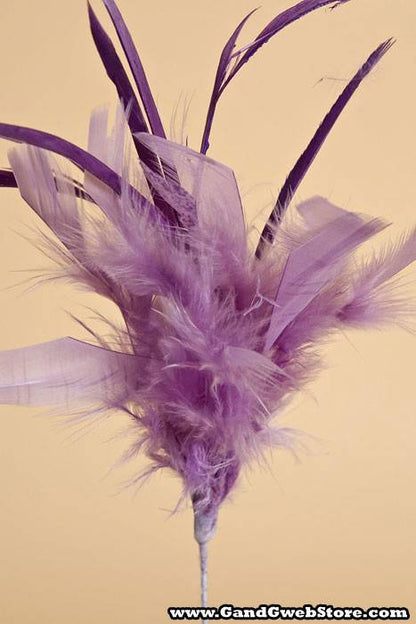 14" Owl Feather Spray Lavender Pkg/12