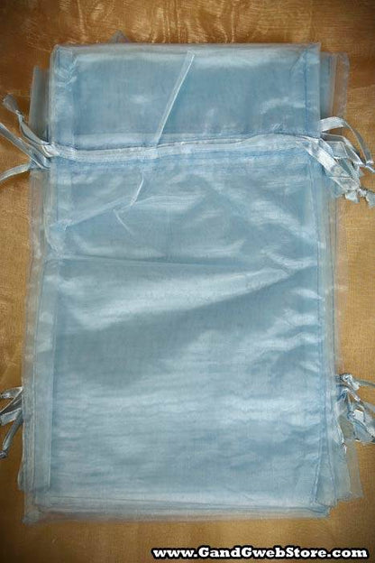 6" X 10" Organza Pouches Light Blue Pkg/12