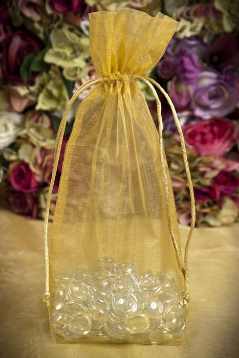 10.4 X 5.6 X 1.6" Sheer Pouches Gold Pkg/12