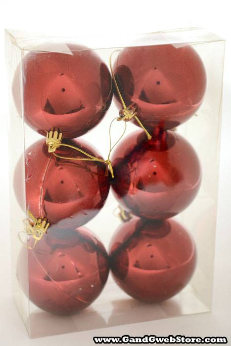80mm Shiny Plastic Ball Burgundy Pkg/6