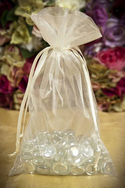 6" X 10" Organza Pouches Ivory Pkg/12
