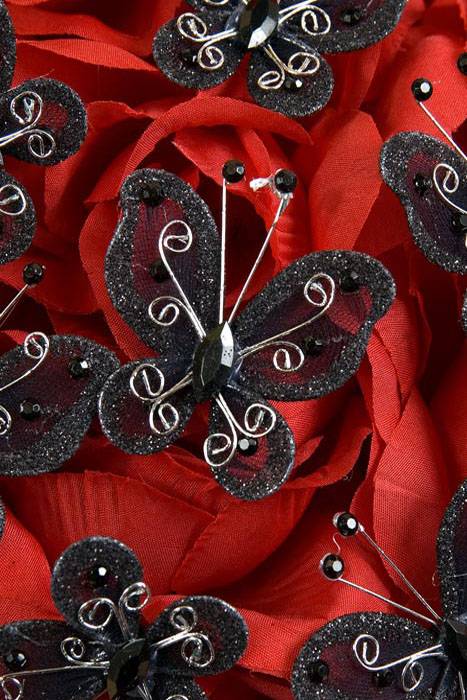 2" Wired Decoration Butterfly Black Pkg/20